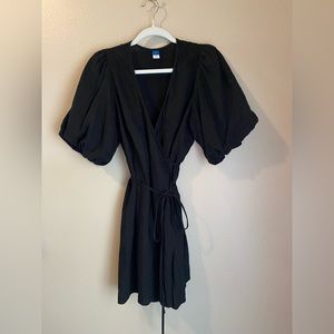 Old Navy Black Linen Blend Wrap Dress Size Small